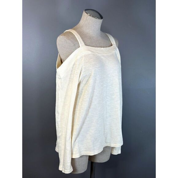 Anthropologie Sol Angeles Reyes Open Shoulder Knit Top in Ivory Size S - Picture 3 of 6